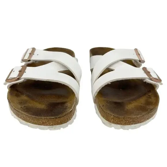 Birkenstock Yao Sandals White Double Buckle 37 L6M4 - Picture 3 of 14